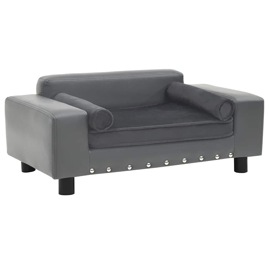 VidaXL Hundebank 81x43x31 cm Plüsch und Kunstleder grau