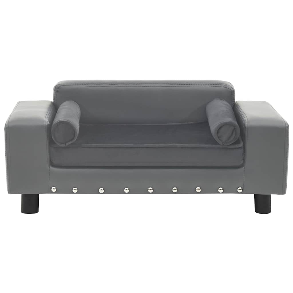 VidaXL Hundebank 81x43x31 cm Plüsch und Kunstleder grau