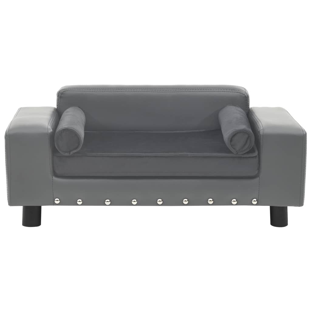 VidaXL Hundebank 81x43x31 cm Plüsch und Kunstleder grau