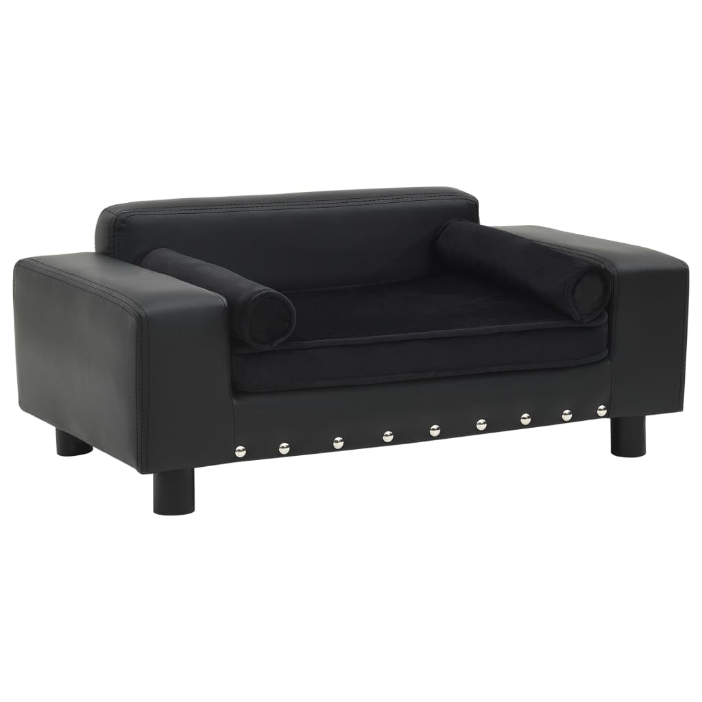 VidaXL Hundebank 81x43x31 cm Plüsch und Kunstleder schwarz