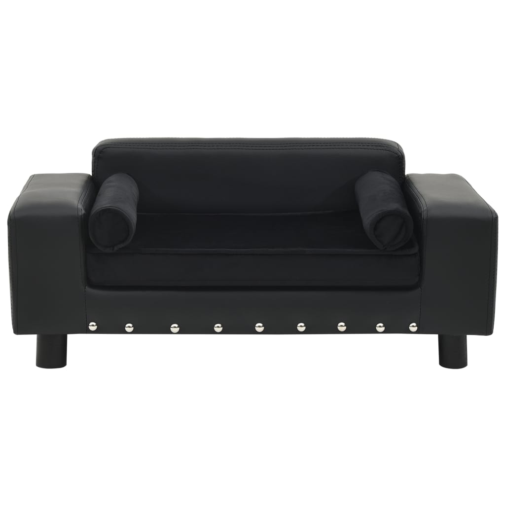 VidaXL Hundebank 81x43x31 cm Plüsch und Kunstleder schwarz