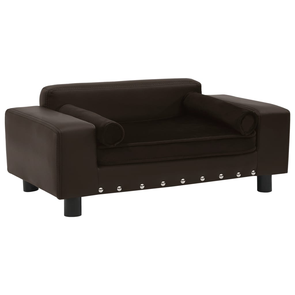 VidaXL Hundebank 81x43x31 cm Plüsch und Kunstleder braun