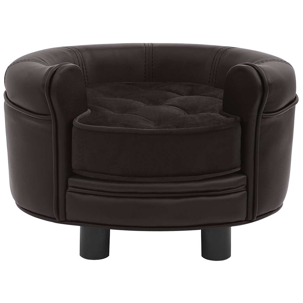 VidaXL Hundebank 48x48x32 cm Plüsch und Kunstleder braun