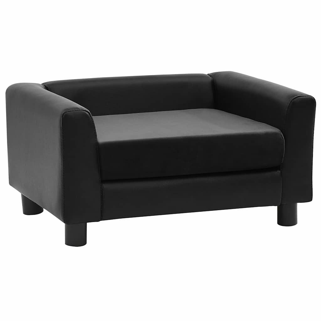 VidaXL Hundebank 60x43x30 cm Plüsch und Kunstleder schwarz