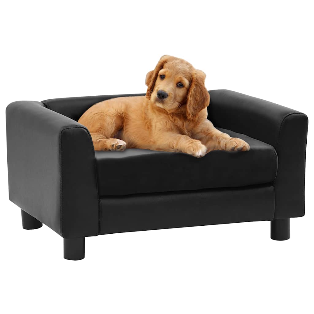 VidaXL Hundebank 60x43x30 cm Plüsch und Kunstleder schwarz