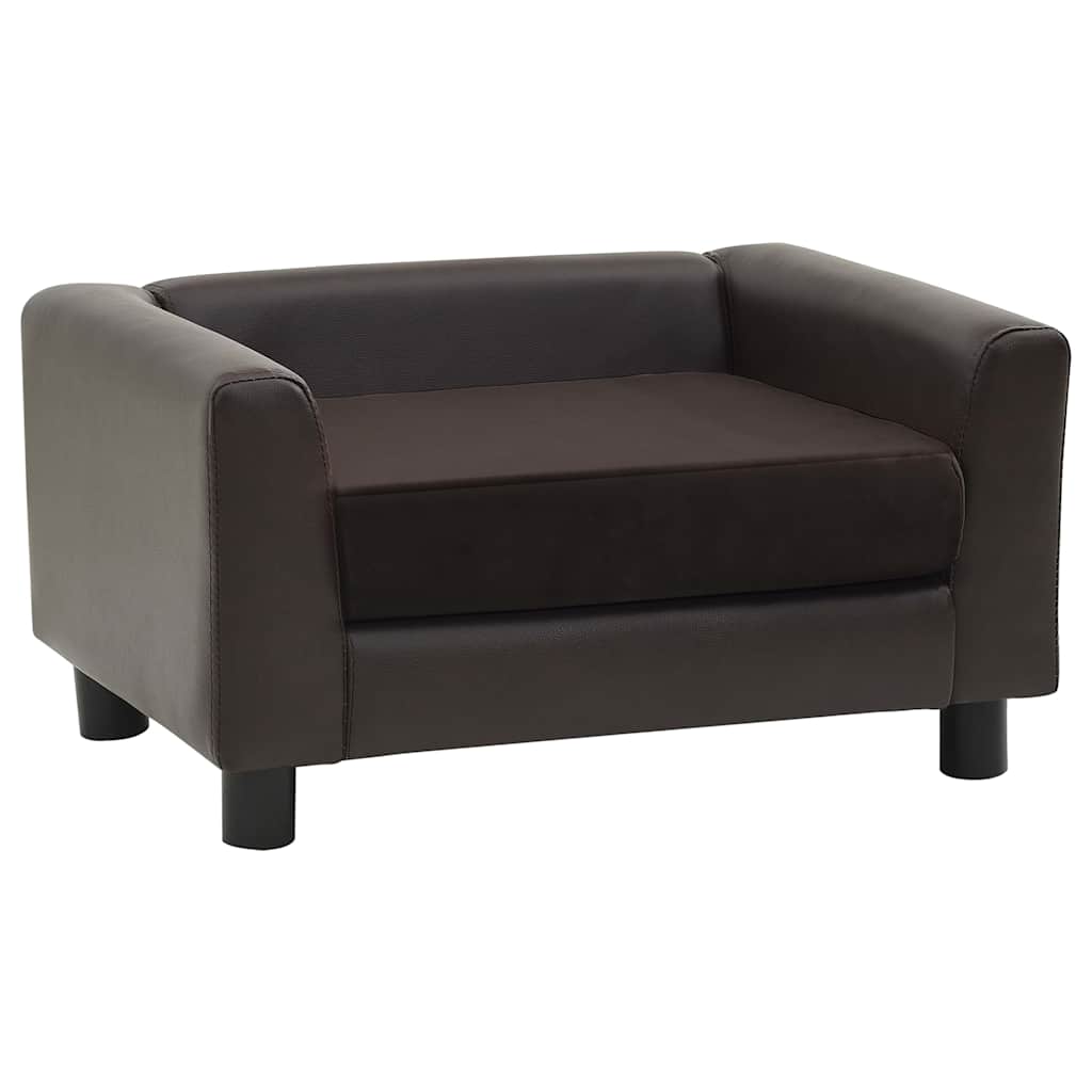 VidaXL Hundebank 60x43x30 cm Plüsch und Kunstleder braun