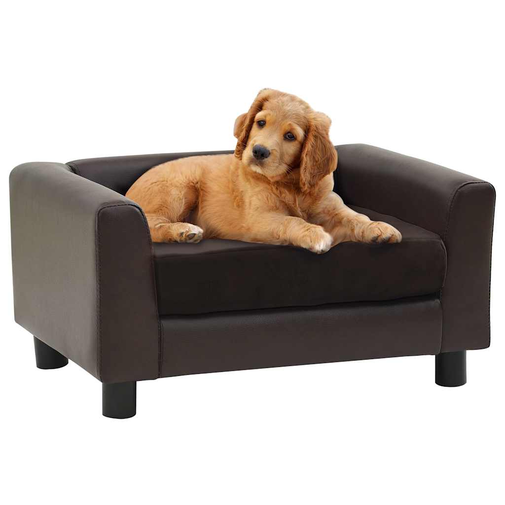 VidaXL Hundebank 60x43x30 cm Plüsch und Kunstleder braun
