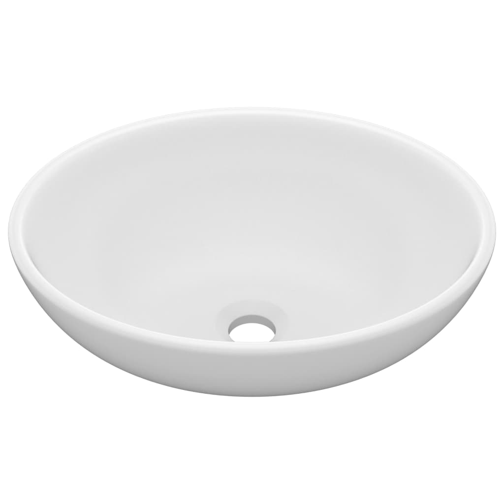 VIDAXL Waschtisch Oval 40x33 cm Keramikmatt Weiß