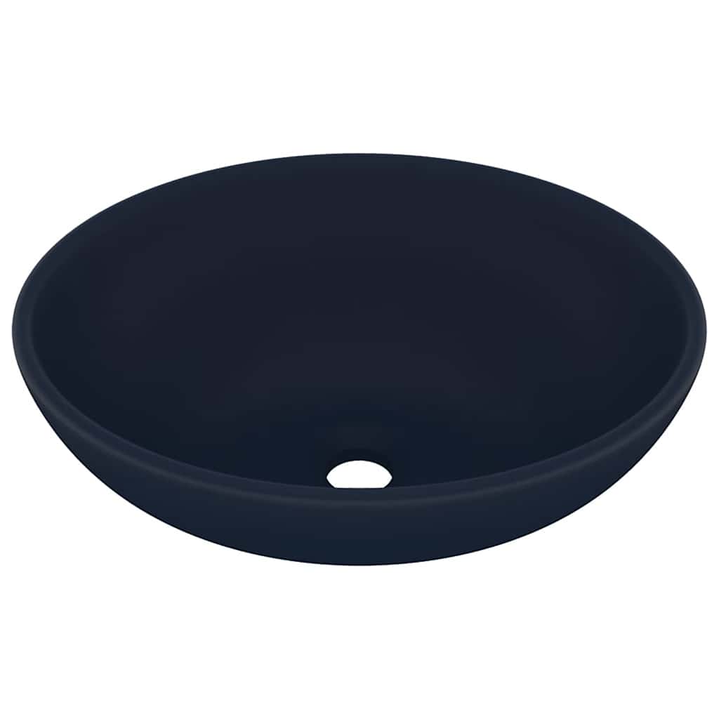 Vidaxl wastafel ovaal 40x33 cm keramiek mat donkerblauw