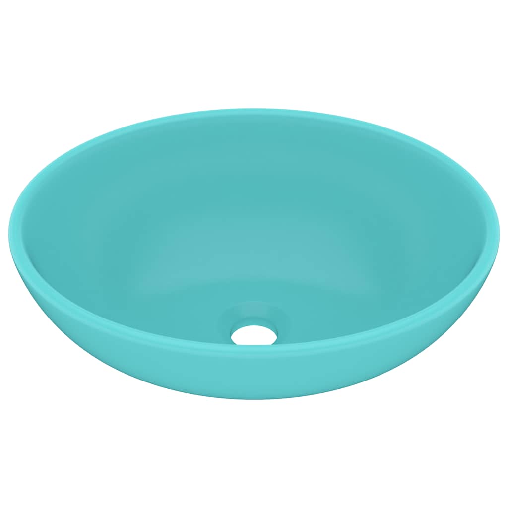 Vidaxl wastafel ovaal 40x33 cm keramiek mat lichtgroen