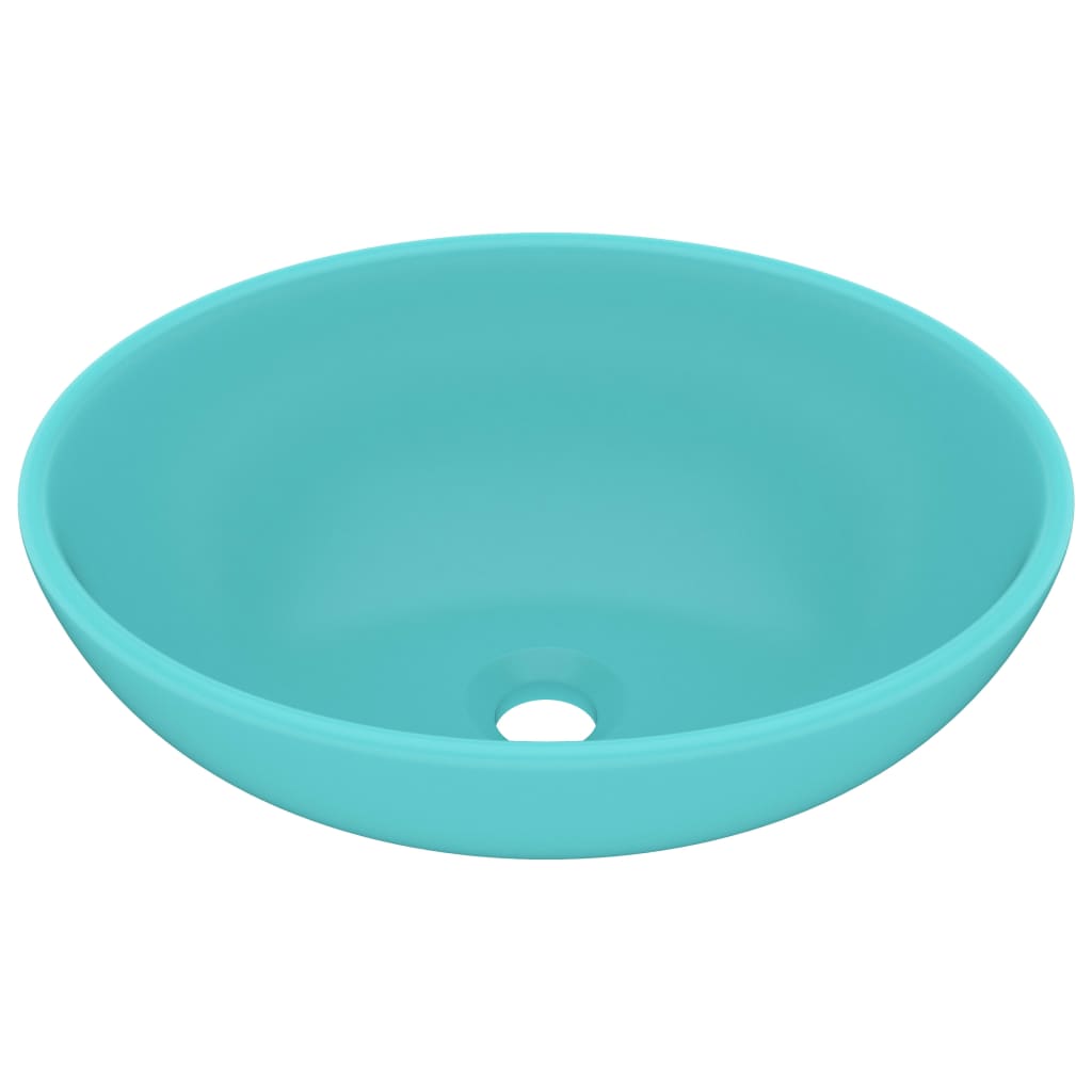 VIDAXL WASCHBECKEN OVAL 40x33 cm Keramik Matt Hellgrün