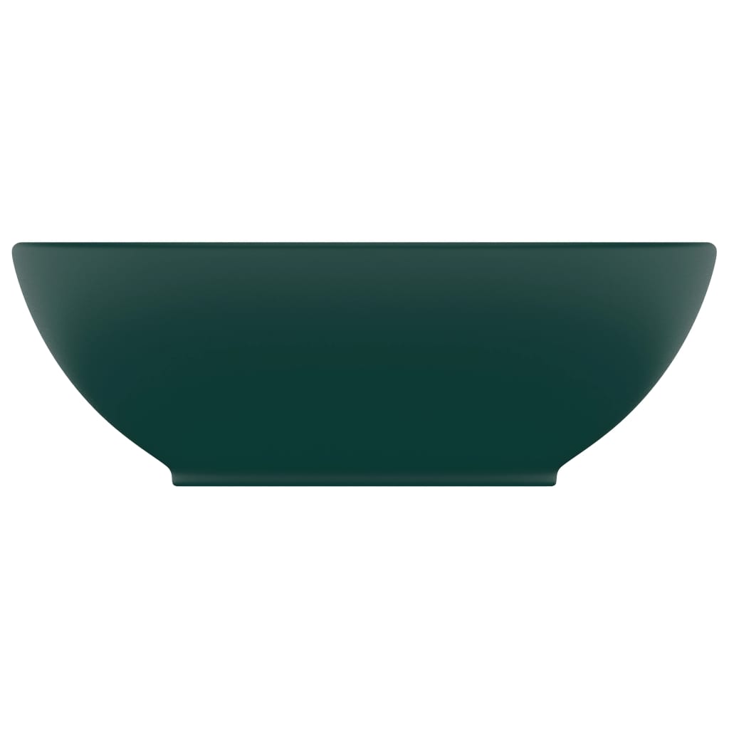 Vidaxl wastafel ovaal 40x33 cm keramiek mat donkergroen