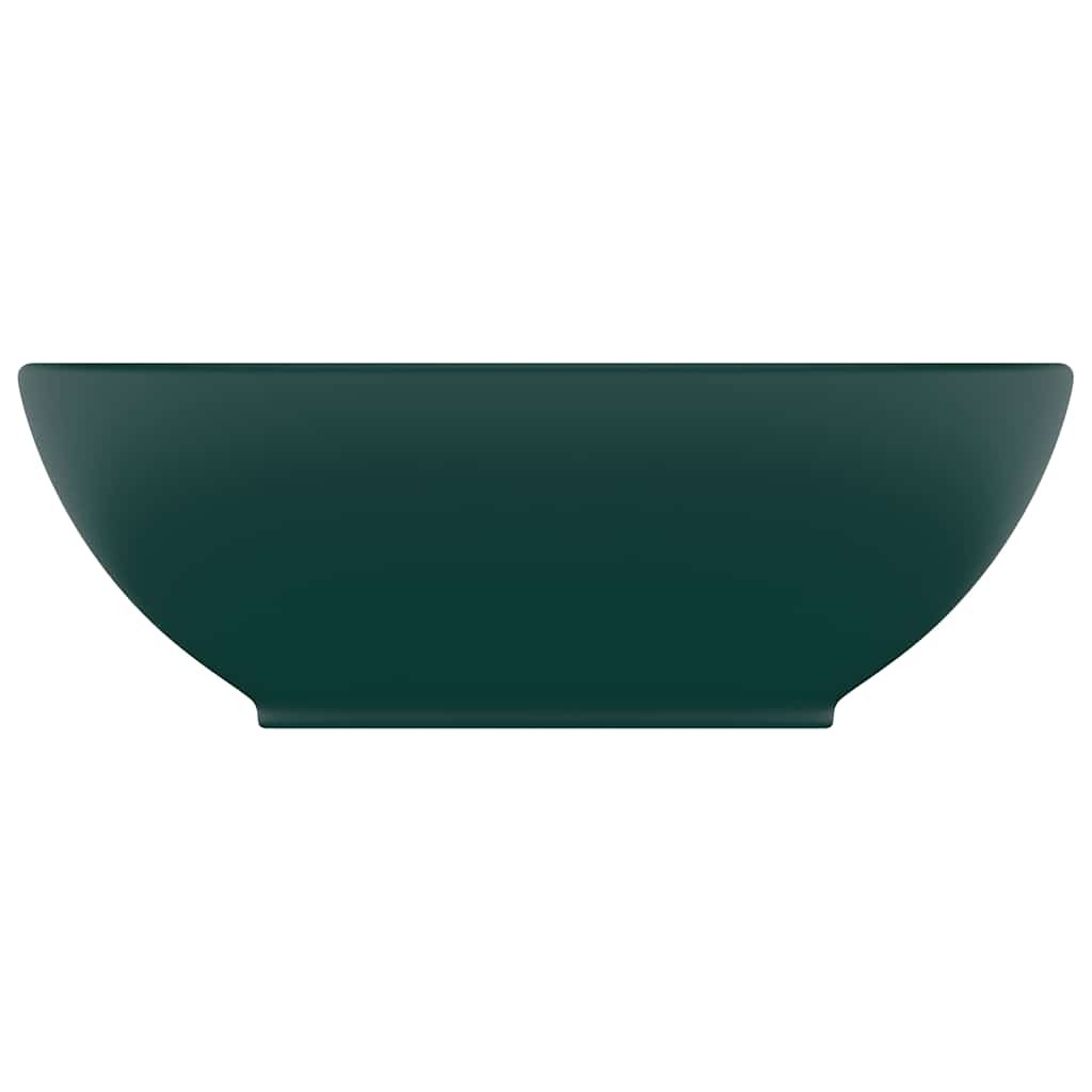 Vidaxl wastafel ovaal 40x33 cm keramiek mat donkergroen