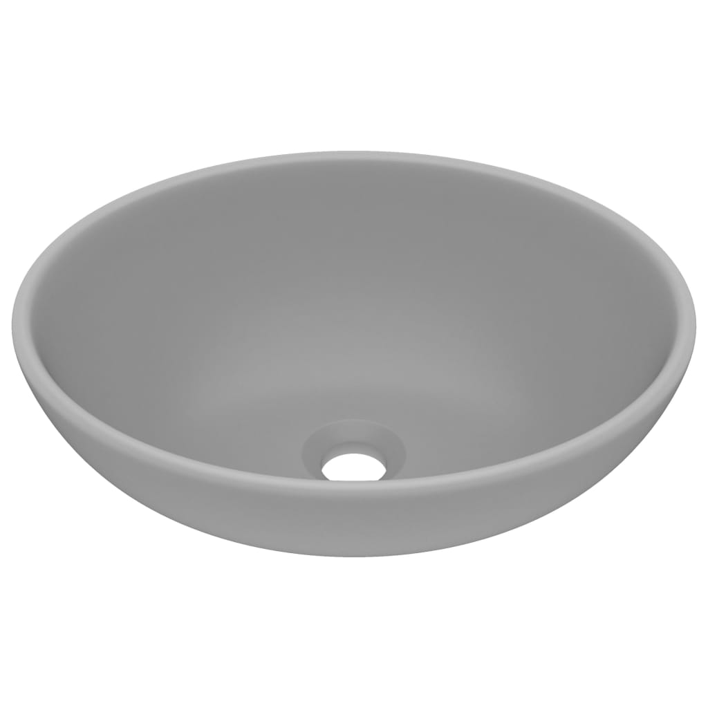 VIDAXL Waschtisch Oval 40x33 cm Keramik Matt Hellgrau