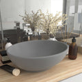 VIDAXL Waschtisch Oval 40x33 cm Keramik Matt Hellgrau