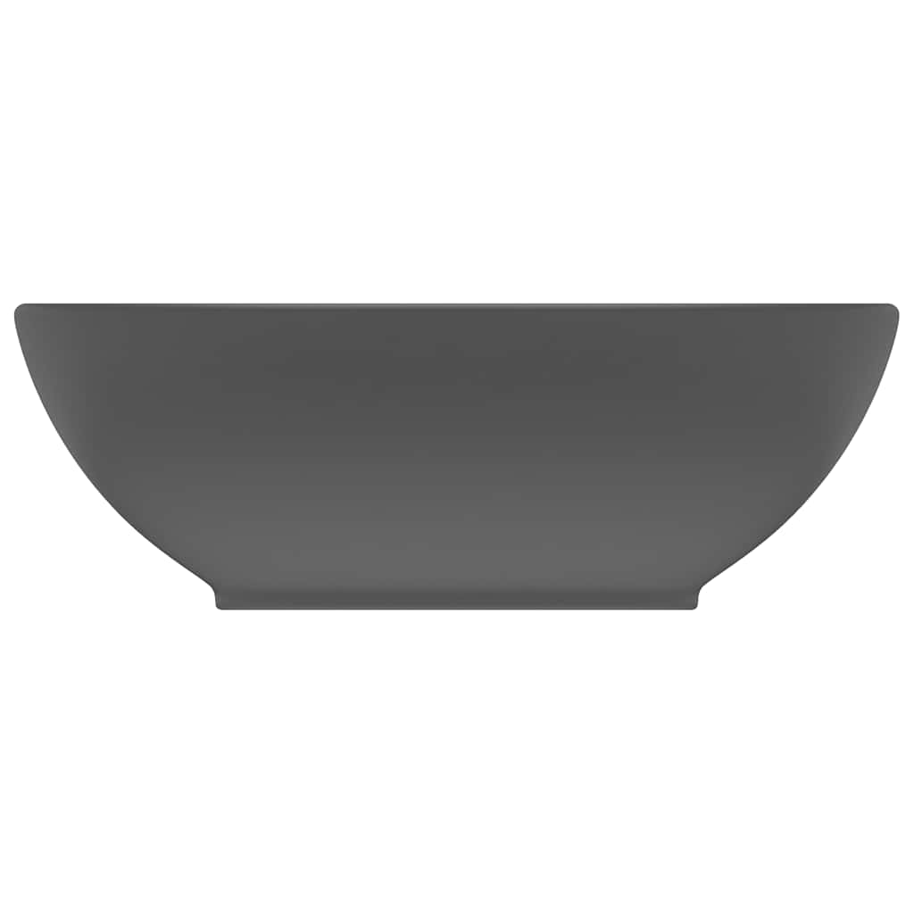 Vidaxl wastafel ovaal 40x33 cm keramiek mat donkergrijs