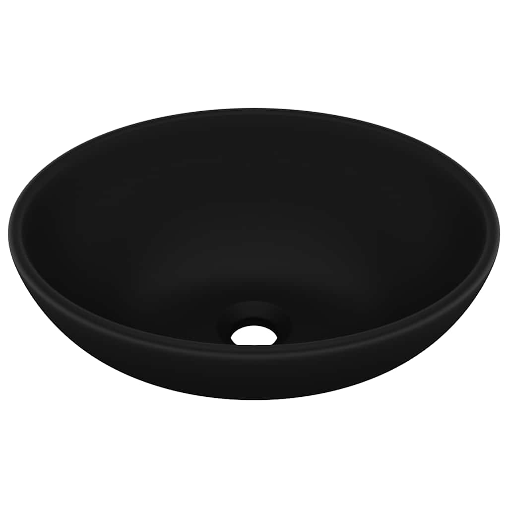 Vidaxl wastafel ovaal 40x33 cm keramiek matzwart