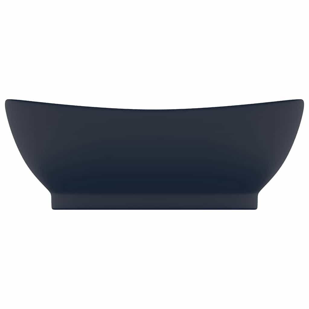Vidaxl wastafel met overloop ovaal 58,5x39 cm keramiek mat donkerblauw