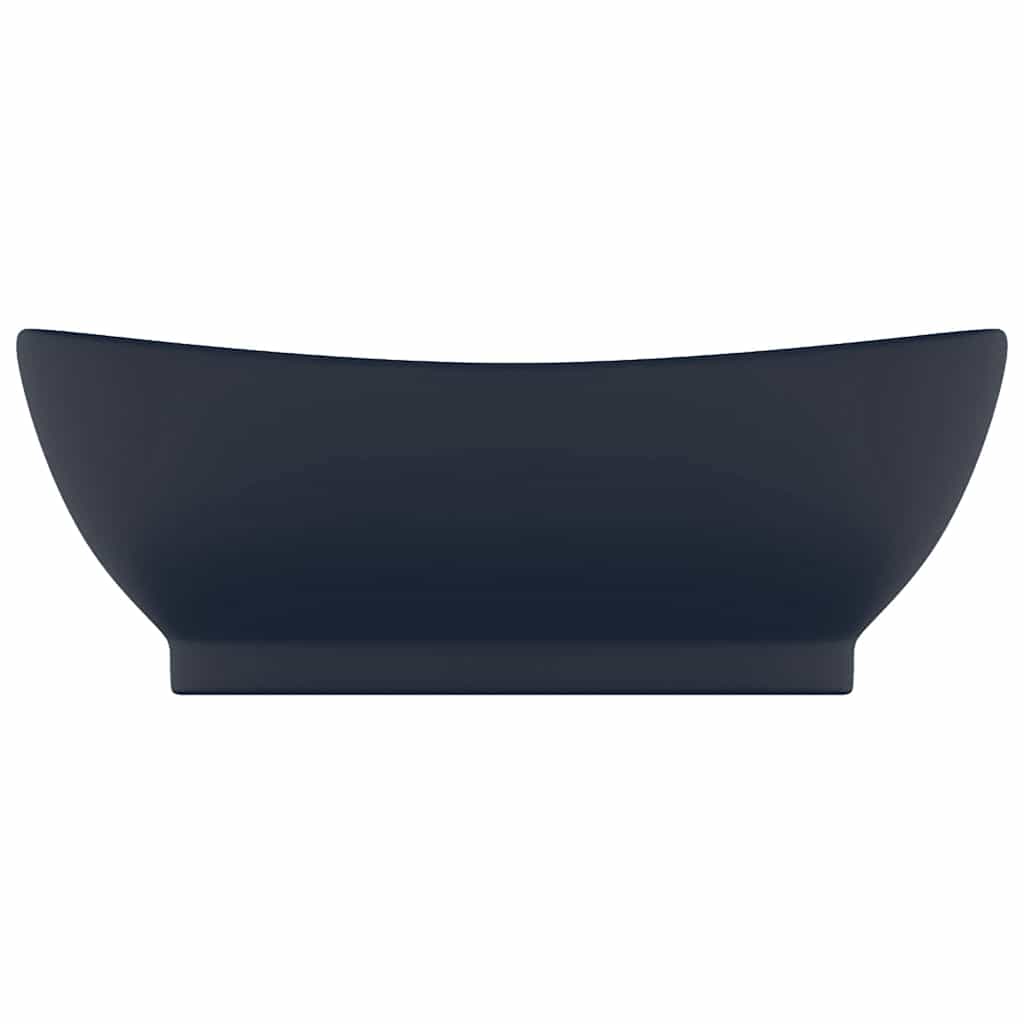Vidaxl wastafel met overloop ovaal 58,5x39 cm keramiek mat donkerblauw