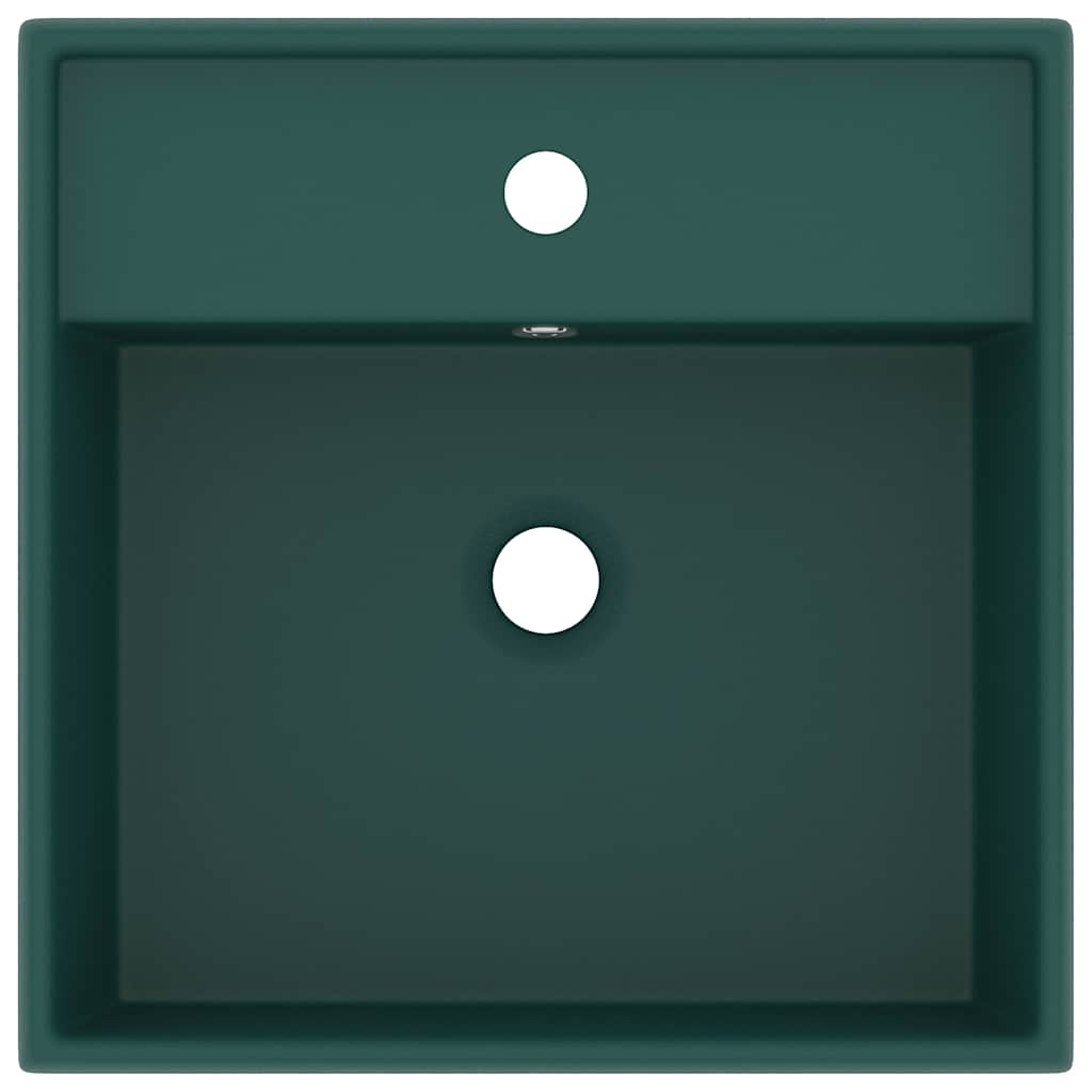 Vidaxl wastafel met overloop vierkant 41x41cm keramiek mat donkergroen