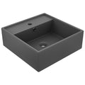 VIDAXL WASCHBECKEN mit Landesquadrat 41 x 41 cm Keramik Matt Dunkelgrau
