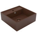 VIDAXL WASCHBECKEN mit Landesquadrat 41 x 41 cm Keramik Matt Dunkelbraun