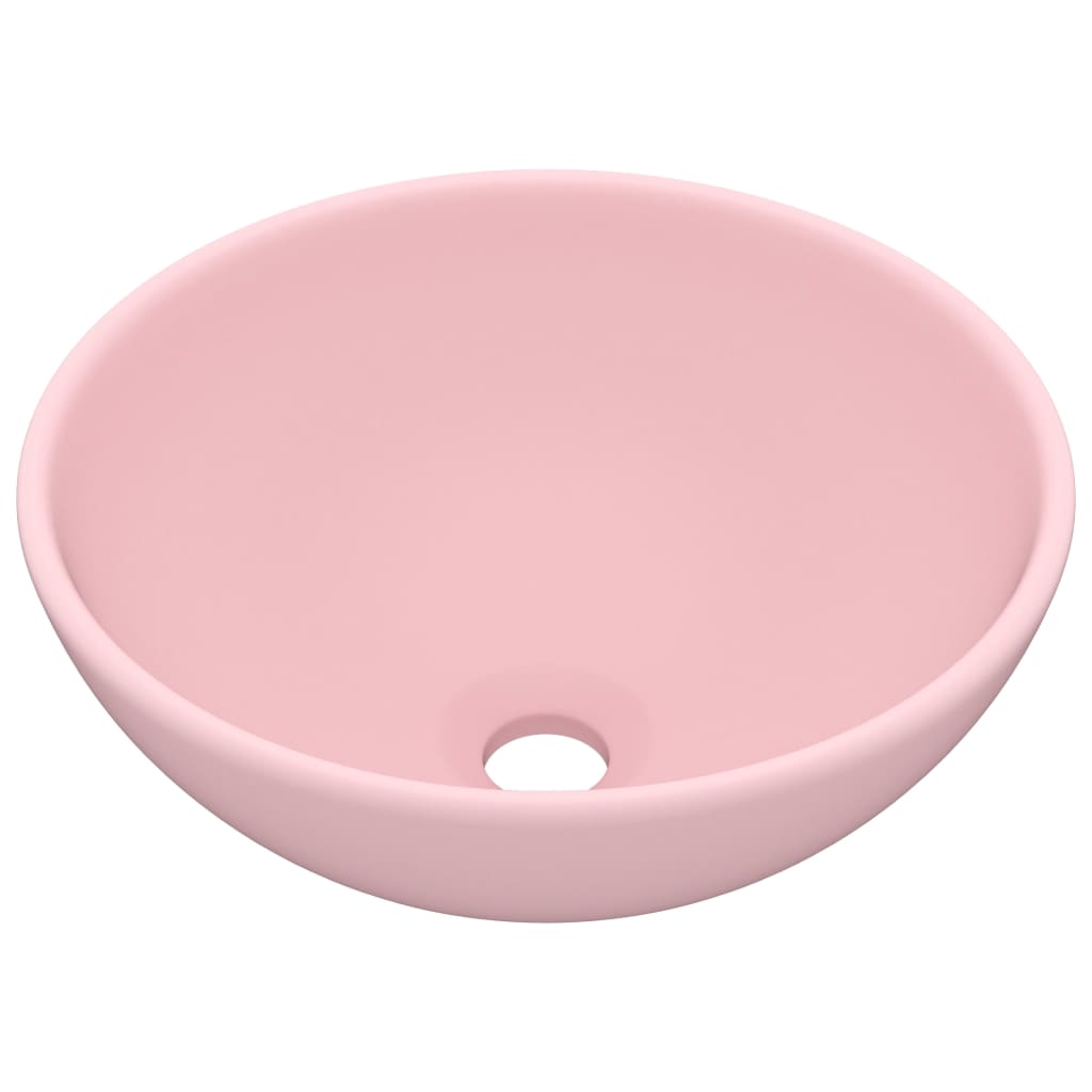 VidaXL Waschbecken rund 32,5 x 14 cm Keramik mattrosa