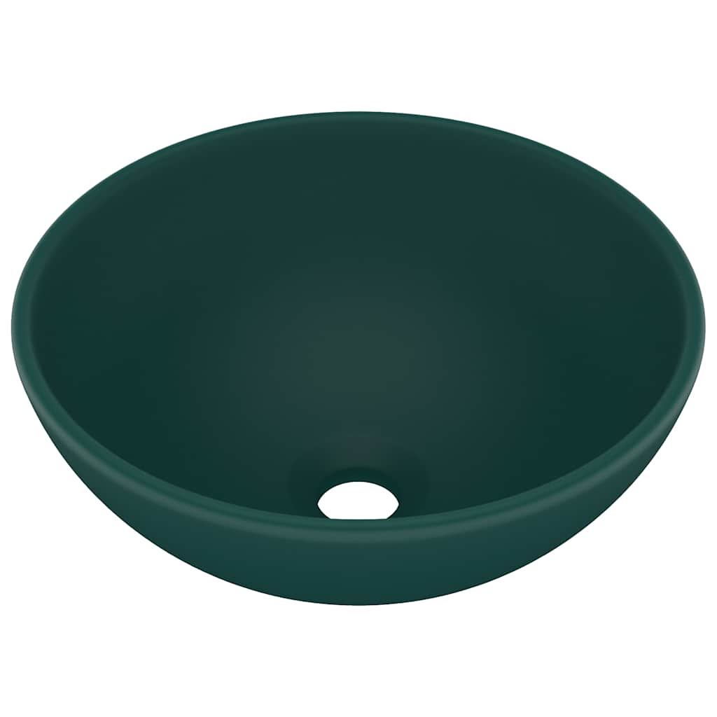 Vidaxl wastafel rond 32,5x14 cm keramiek mat donkergroen
