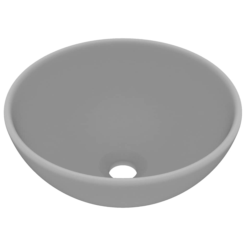VidaXL Waschbecken rund 32,5 x 14 cm Keramik matt hellgrau
