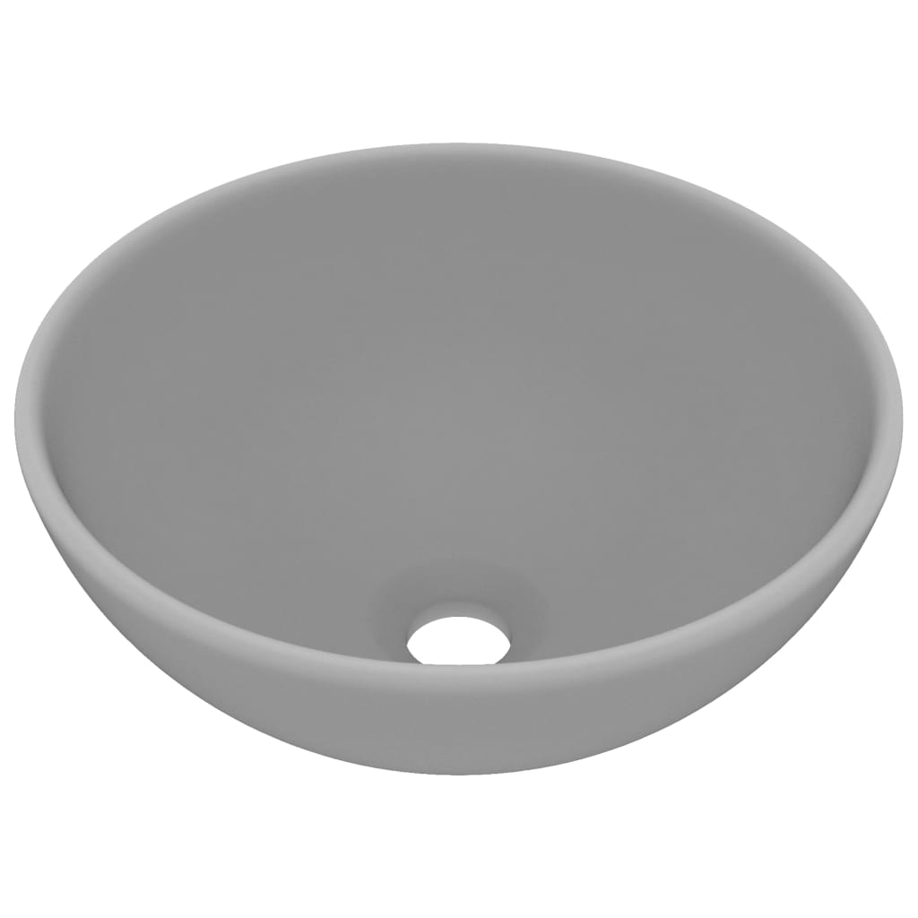 VidaXL Waschbecken rund 32,5 x 14 cm Keramik matt hellgrau