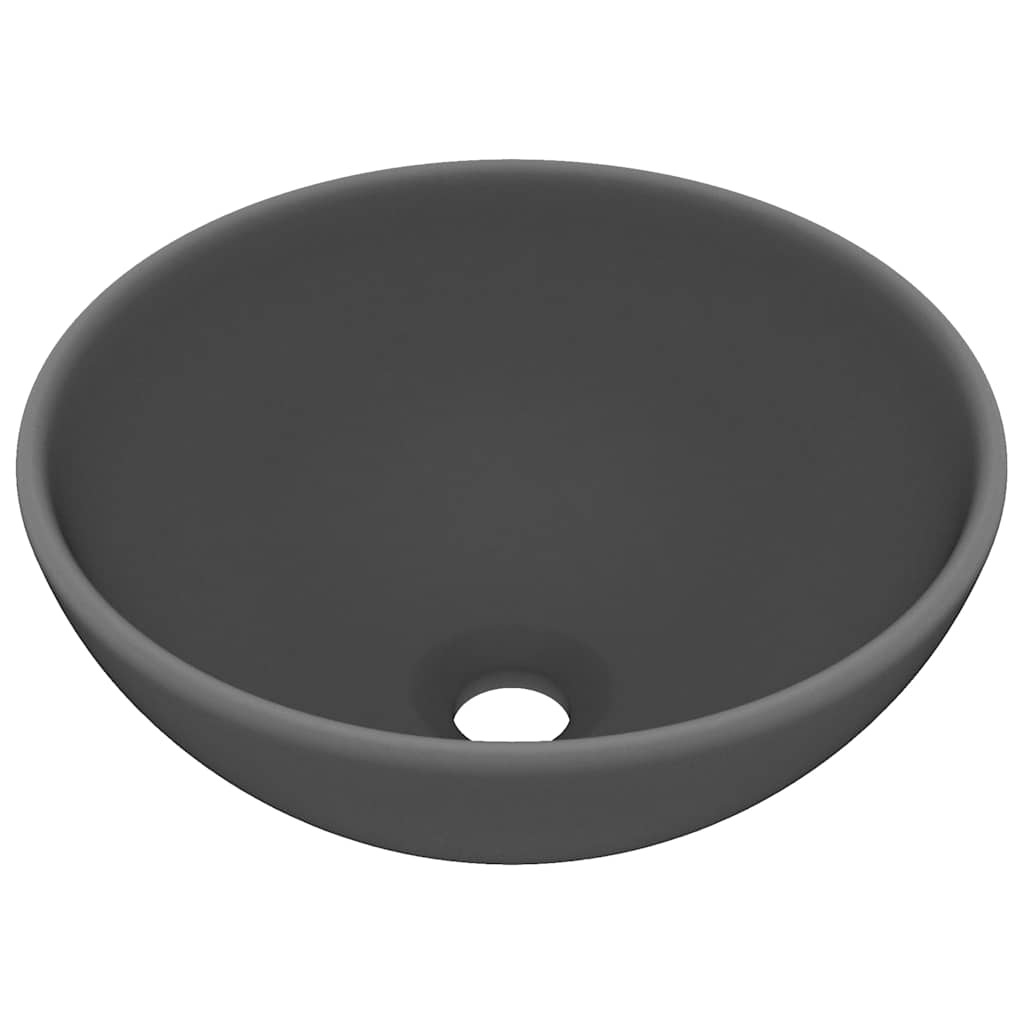 Vidaxl wastafel rond 32,5x14 cm keramiek mat donkergrijs
