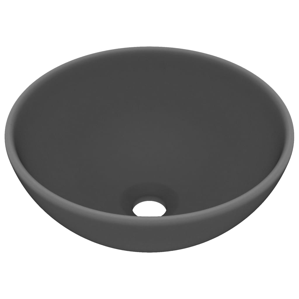 VidaXL Waschbecken rund 32,5 x 14 cm Keramik matt dunkelgrau