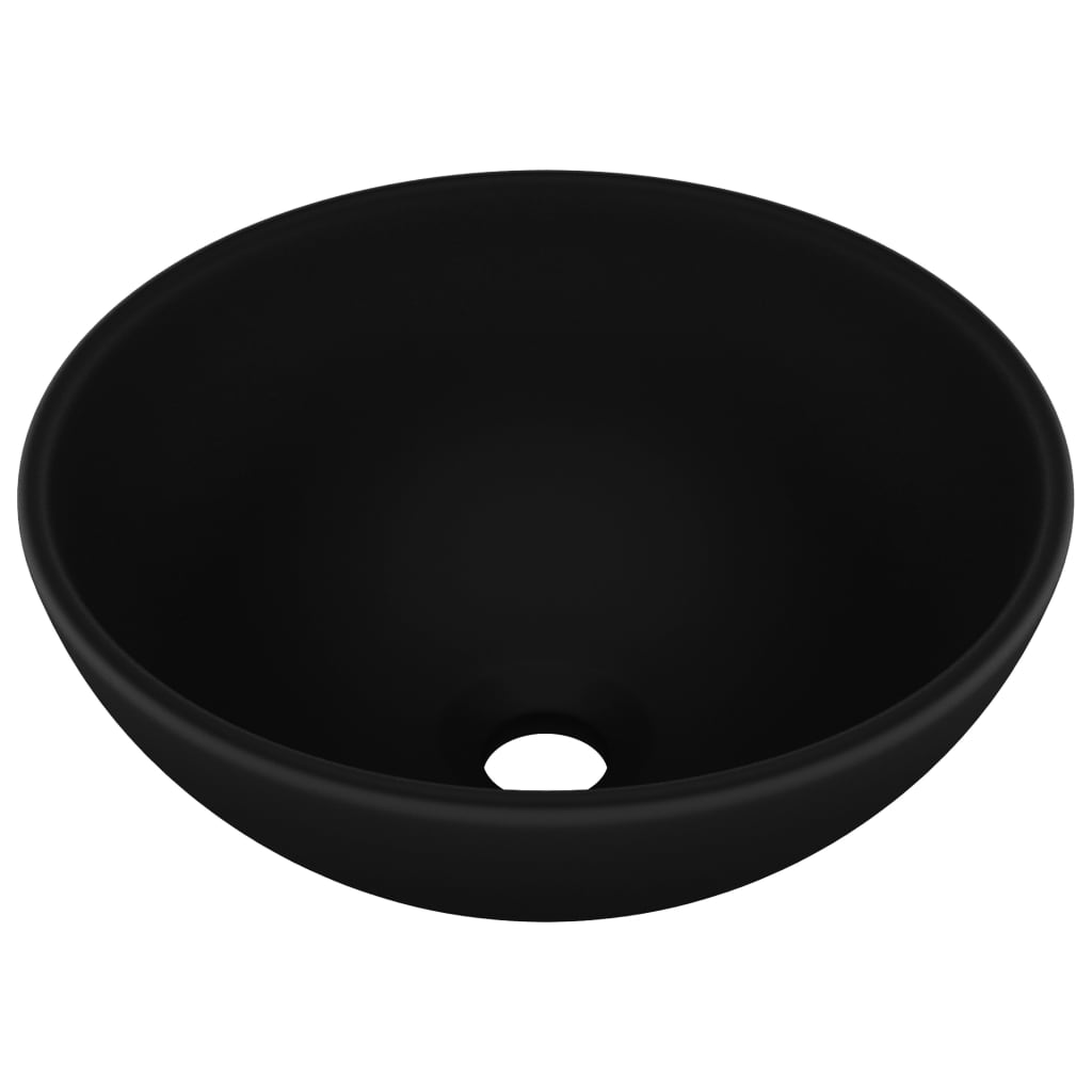 VidaXL Waschbecken rund 32,5 x 14 cm Keramik matt schwarz