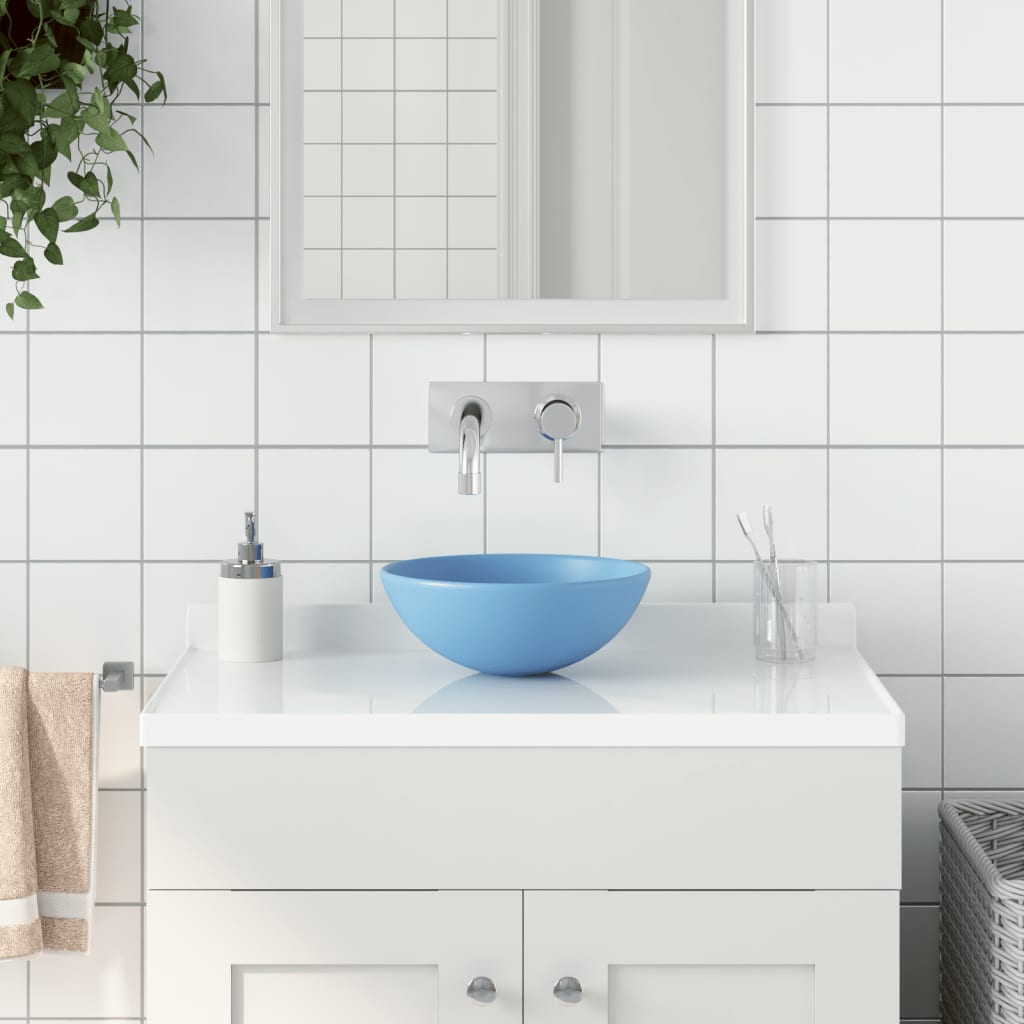 VidaXL Waschbecken rund Keramik hellblau