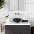 Vidaxl wastafel rond keramiek donkerblauw