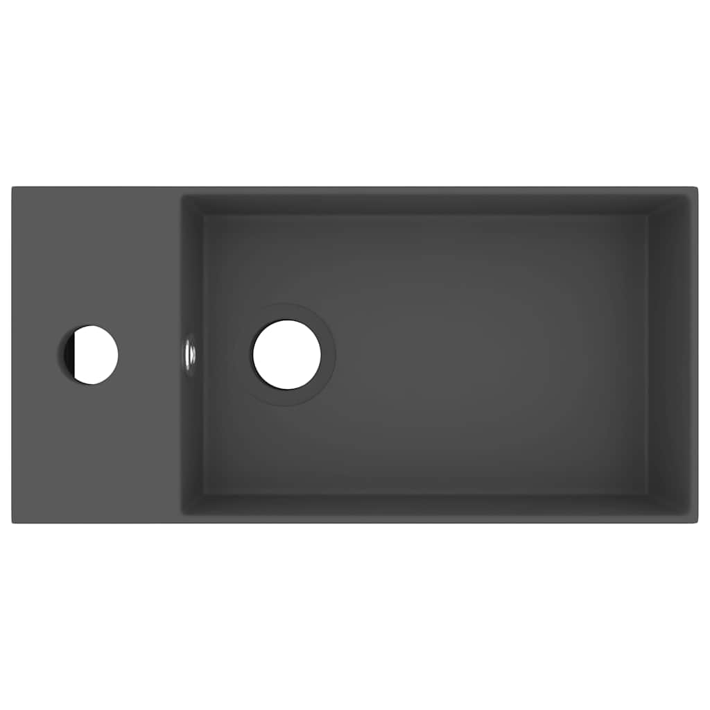 Vidaxl wastafel met overloop keramiek donkergrijs