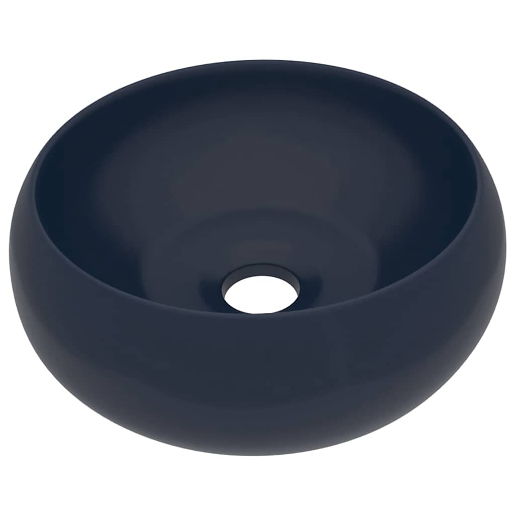 Vidaxl wastafel rond 40x15 cm keramiek mat donkerblauw