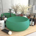Vidaxl wastafel rond 40x15 cm keramiek mat lichtgroen