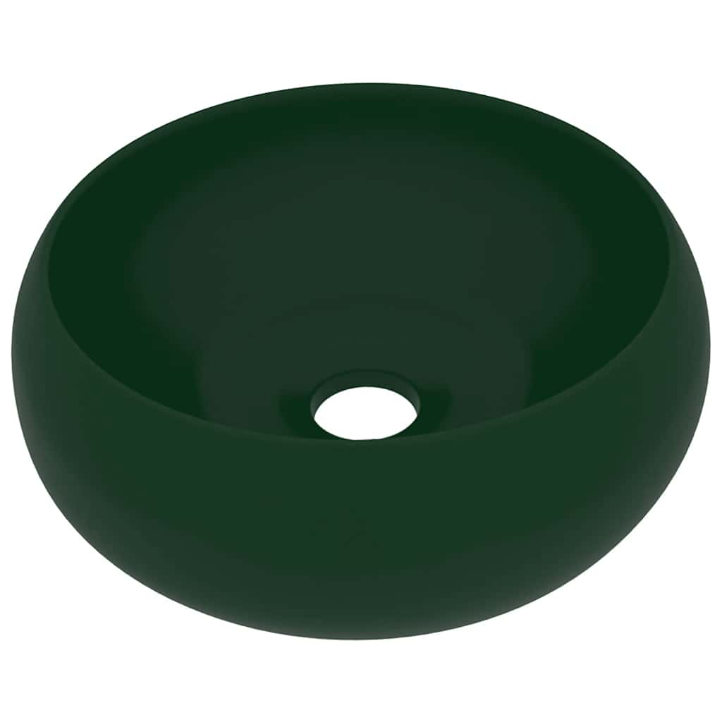 Vidaxl wastafel rond 40x15 cm keramiek mat donkergroen