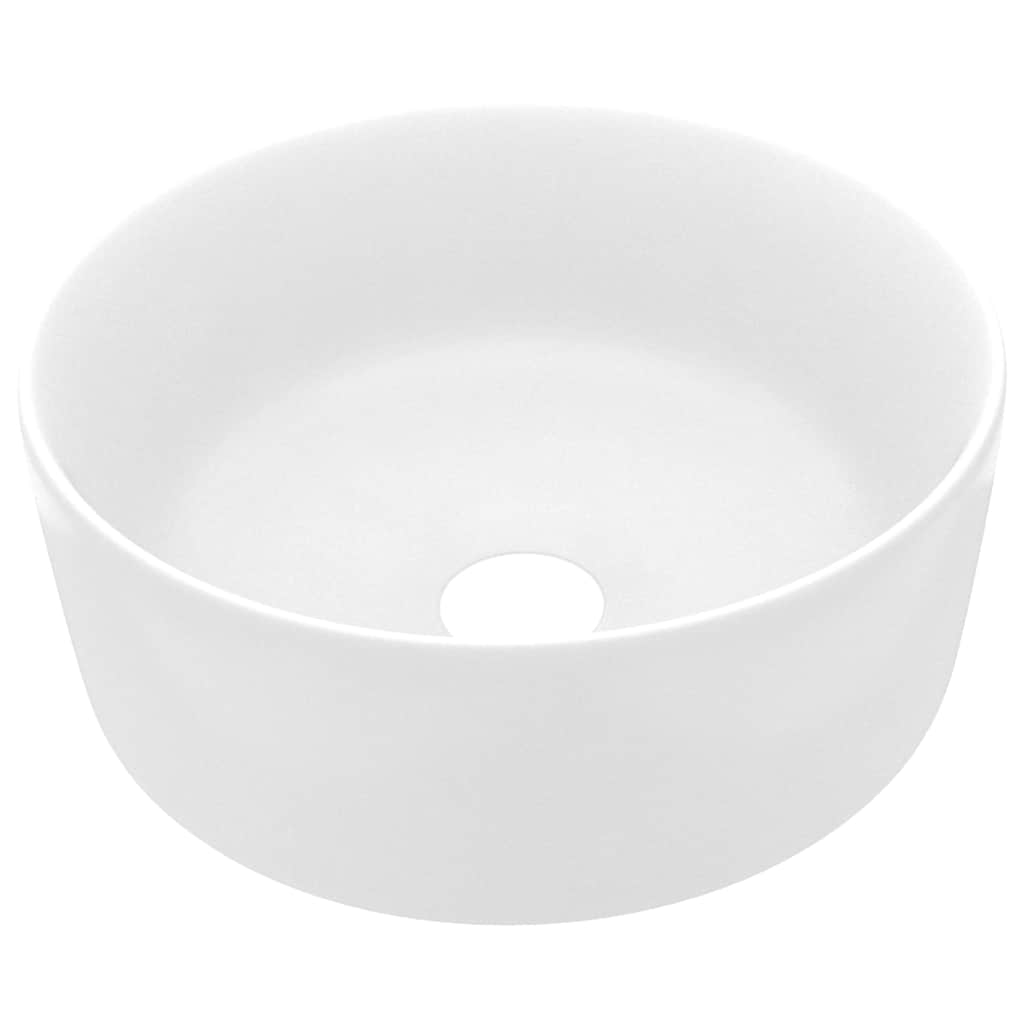 Vidaxl wastafel rond 40x15 cm keramiek matwit