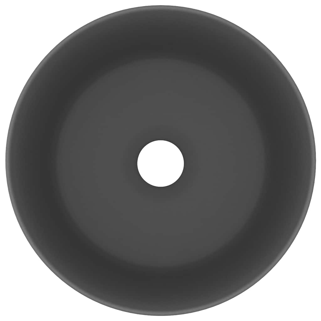 Vidaxl wastafel rond 40x15 cm keramiek mat donkergrijs