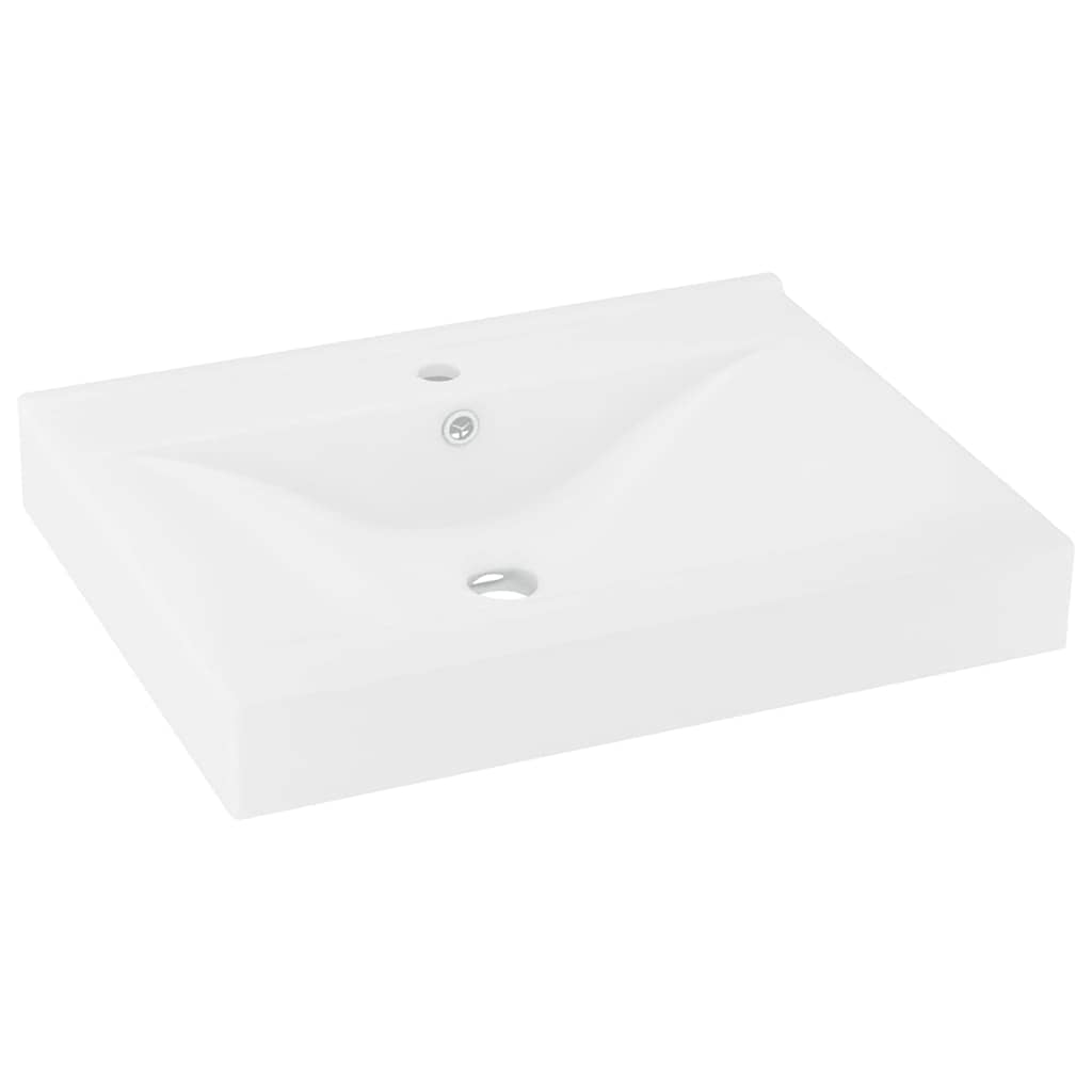 VIDAXL Waschtisch mit Wasserhahn - Loch 60x46 cm Keramik mattweiß