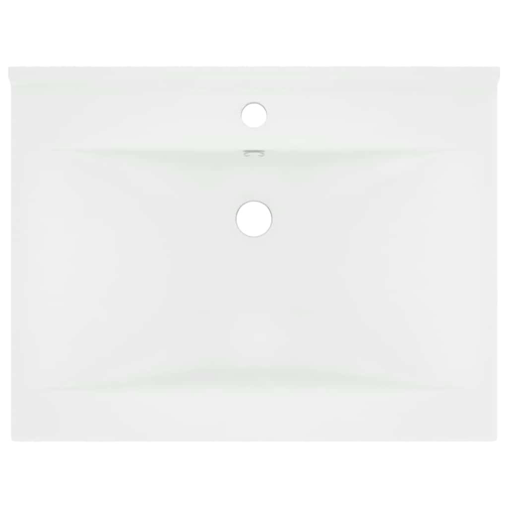 VIDAXL Waschtisch mit Wasserhahn - Loch 60x46 cm Keramik mattweiß