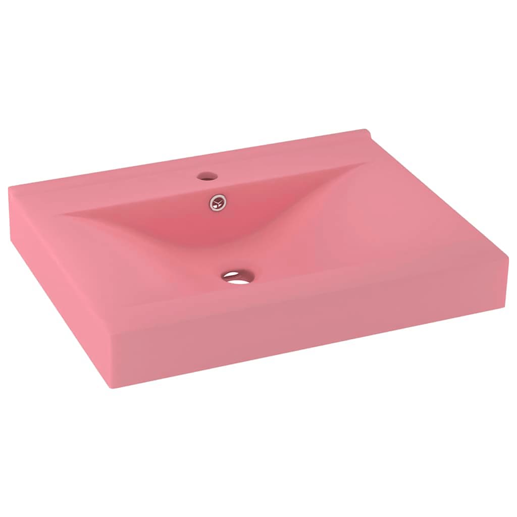 VIDAXL Waschmaschine mit Wasserhahn - Loch 60x46 cm Keramik Sohle Rosa