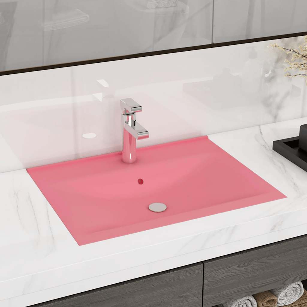 VIDAXL Waschmaschine mit Wasserhahn - Loch 60x46 cm Keramik Sohle Rosa