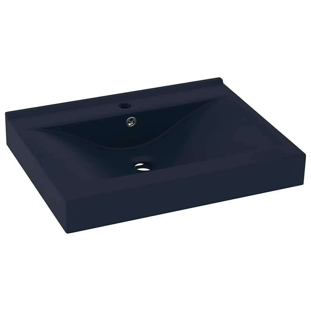 Vidaxl -Waschbecken mit Wasserhahn -Loch 60x46 cm Keramikmatte dunkelblau