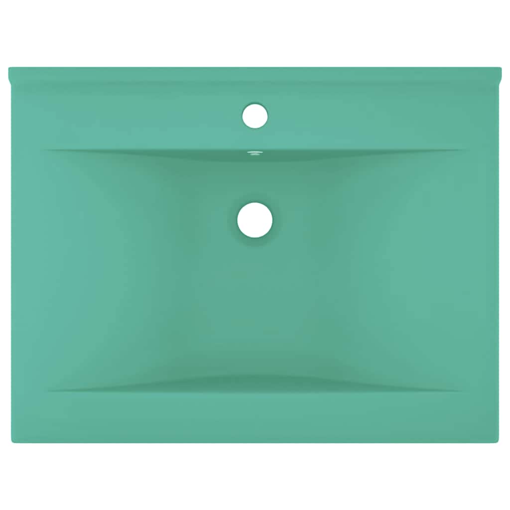 Vidaxl wastafel met kraangat 60x46 cm keramiek mat lichtgroen