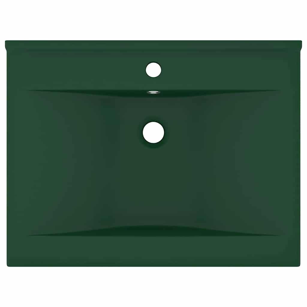 Vidaxl wastafel met kraangat 60x46 cm keramiek mat donkergroen