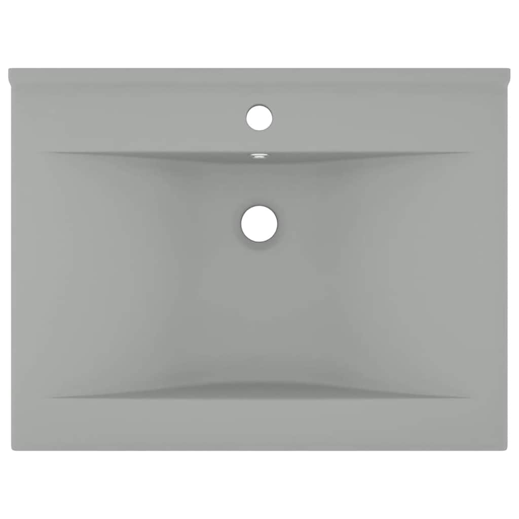 Vidaxl wastafel met kraangat 60x46 cm keramiek mat lichtgrijs