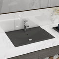 VIDAXL Waschtisch mit Wasserhahn - Loch 60x46 cm Keramik Matt Dunkelgrau